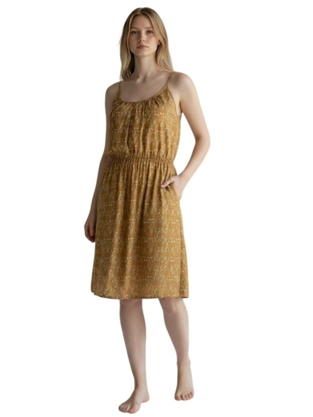 Caslon Women’s Textured Midi Sundress, Bronze Yellow, XS